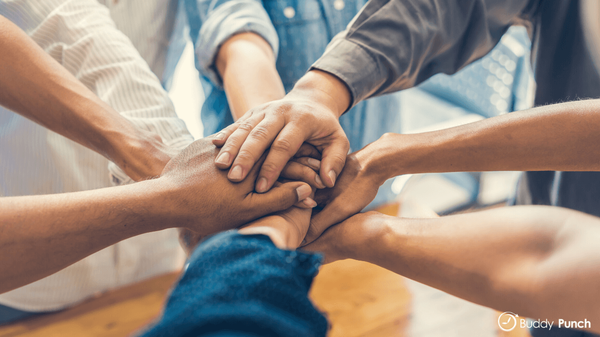 Group of employees and employers putting their trust in one another. 