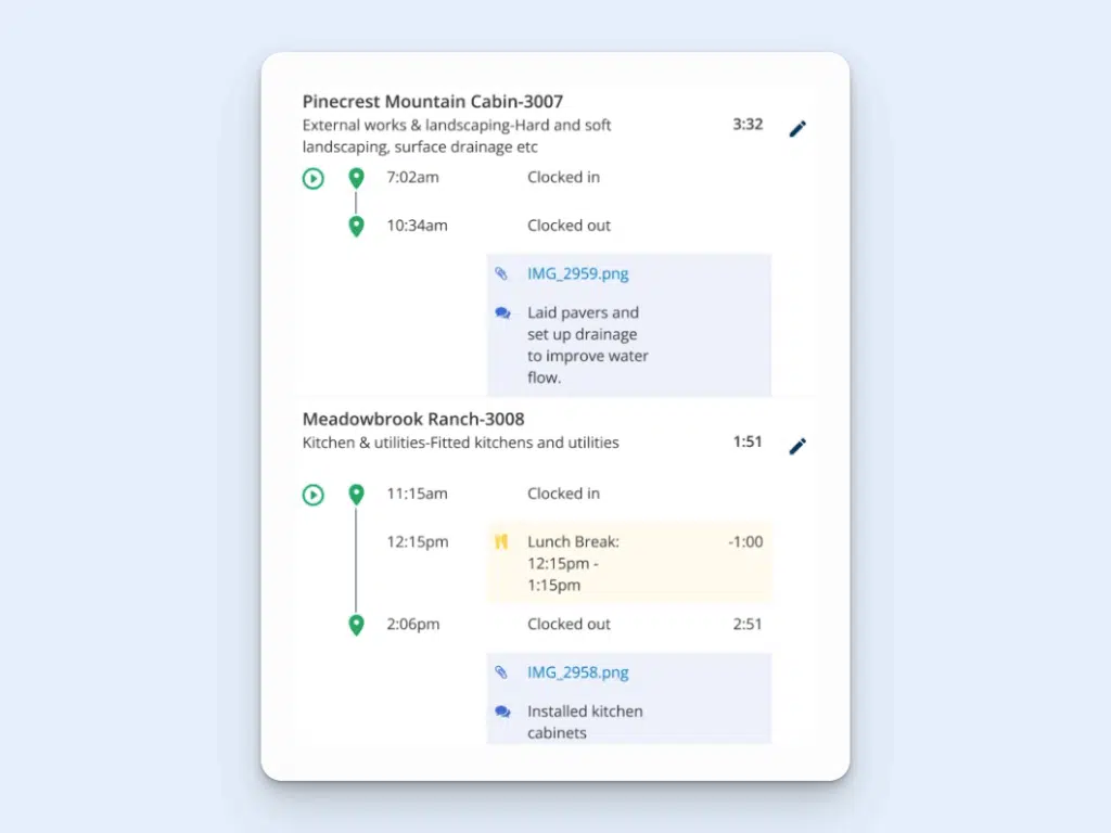 Image showing the time an employee spent in a specific geofence in ClockShark