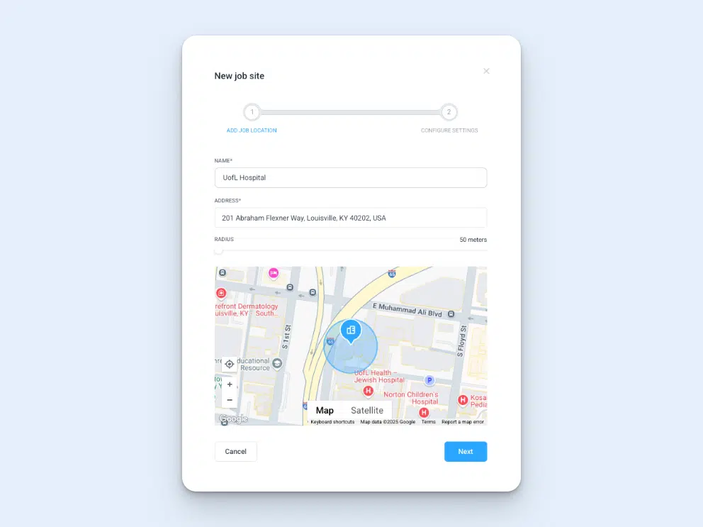 Image showing Hubstaff's geofences settings