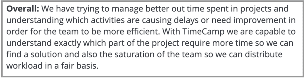 TimeCamp Review: "Find solutions and time spent on projects"