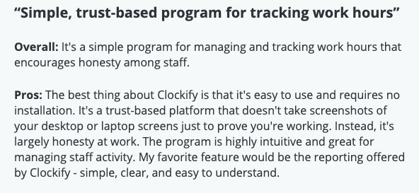 Clockify review: "Simple, trust-based program for tracking work hours"