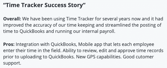 TimeTracker review: "TimeTracker Success Story"