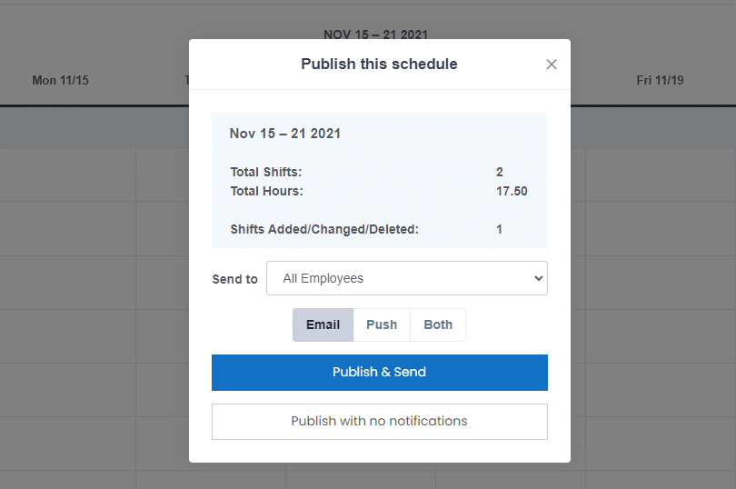 "Publish this Schedule" in Buddy Punch