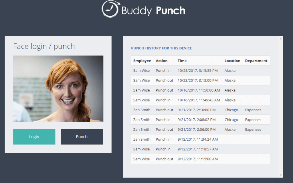 Buddy Punch's Facial Recognition feature