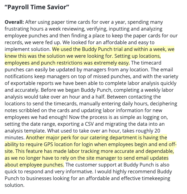 Buddy Punch review: "Payroll Time Savior"