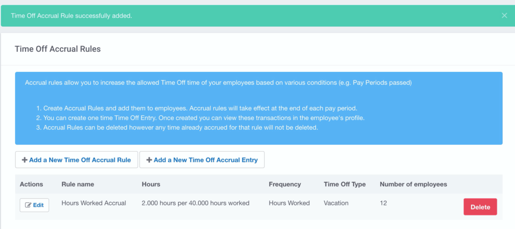 Buddy Punch: Time Off Accrual Rules