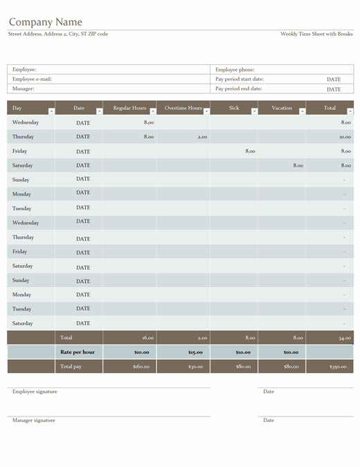 Excel Biweekly Timesheet