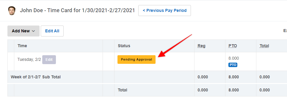 John Doe: Pending Approval Status