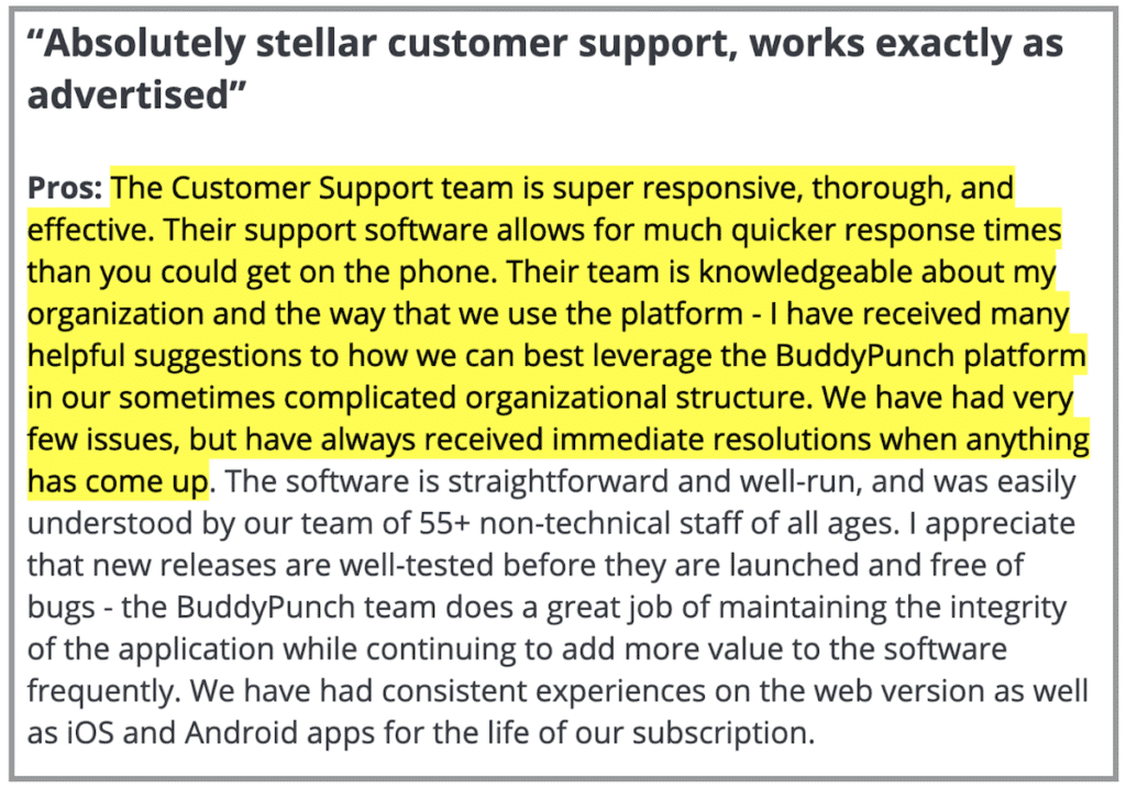 Buddy Punch review: "Absolutely stellar customer support, works exactly as advertised"