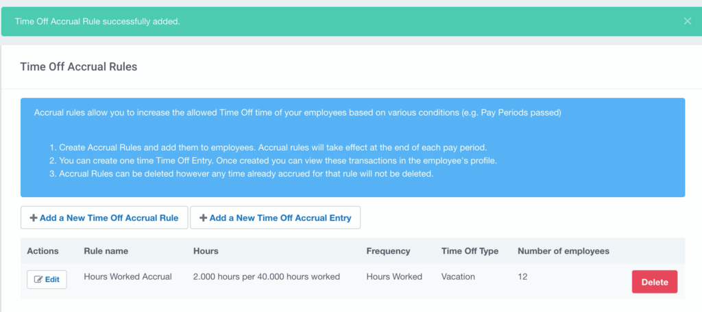 Buddy Punch Time Off Accrual Rules