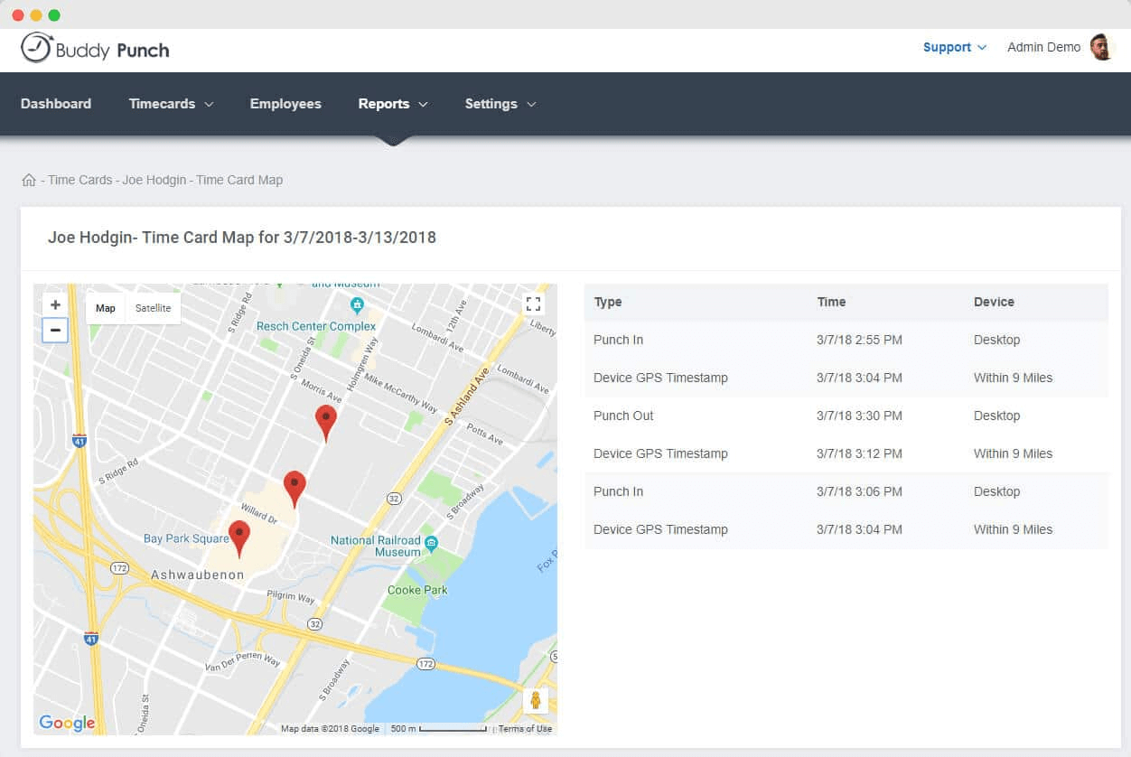 Example GPS tracking