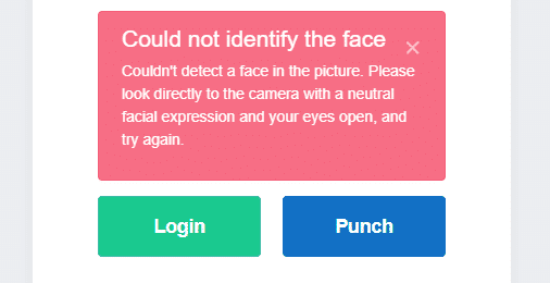 Could not identify the face error message