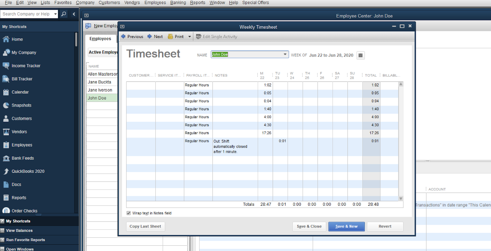 Exported Weekly Timesheet