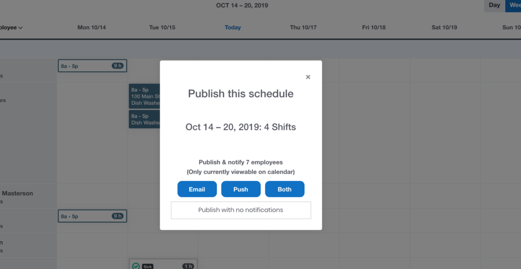 Publishing a Schedule in Buddy Punch