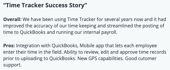 Time Tracker success story. 