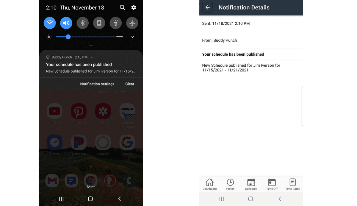 Example mobile notification.