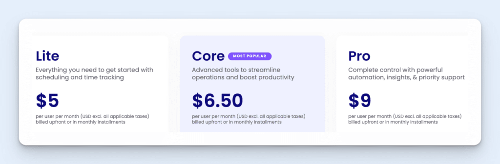 Image showing Deputy's plans and pricing
