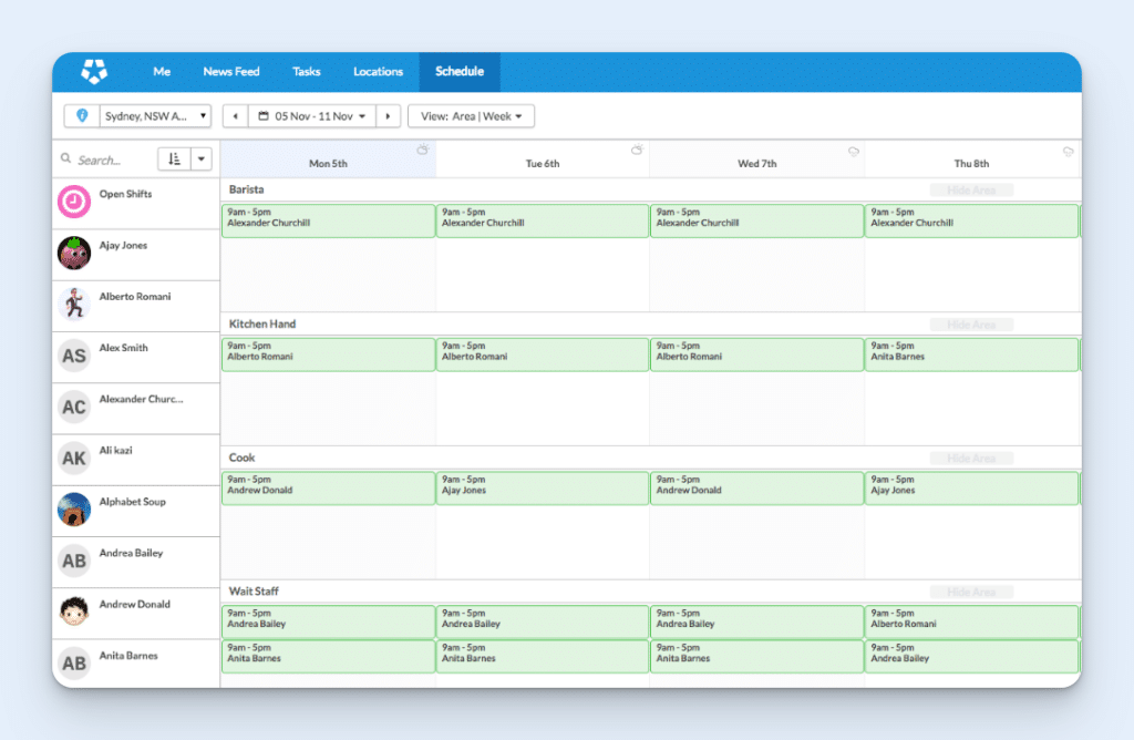 Image showing Deputy's employee scheduling interface