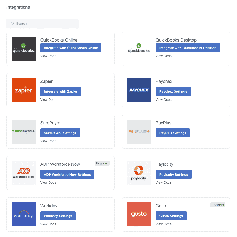 Buddy Punch integrates with multiple payroll providers.