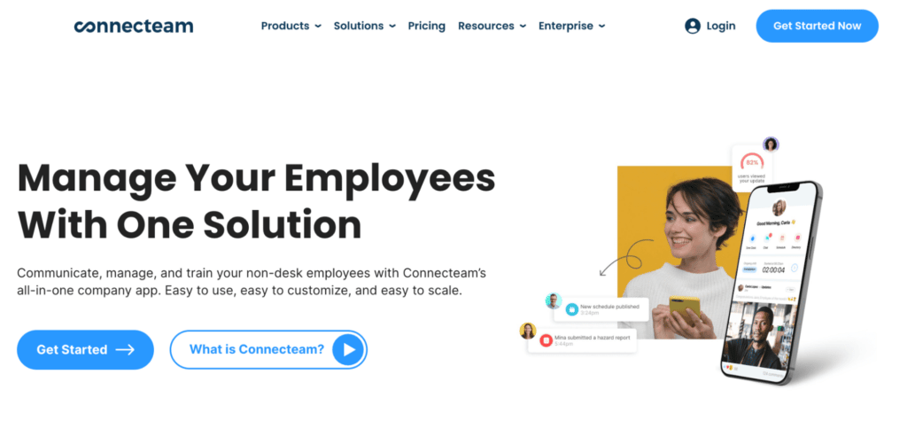 Connecteam homepage: Manage Your Employees with One Solution