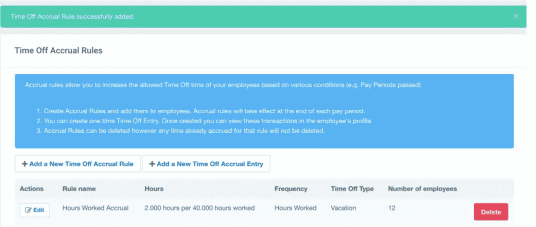 Buddy Punch's Time Off Accrual Rules