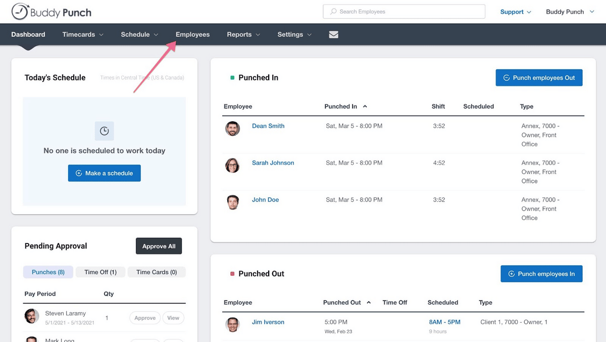 Customize which employees need their PTO approved by a manager