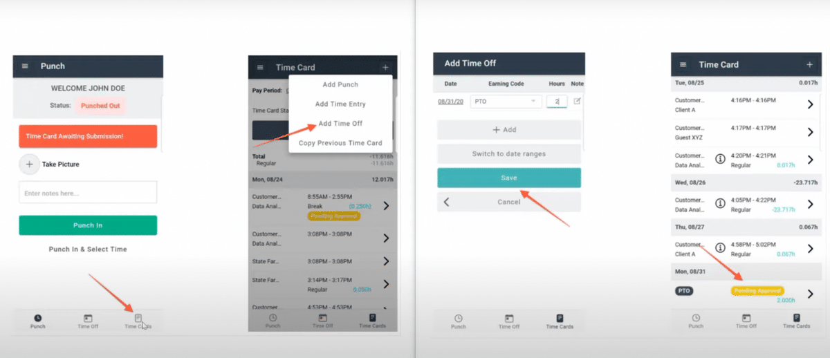 Mobile app view of your PTO tracking software