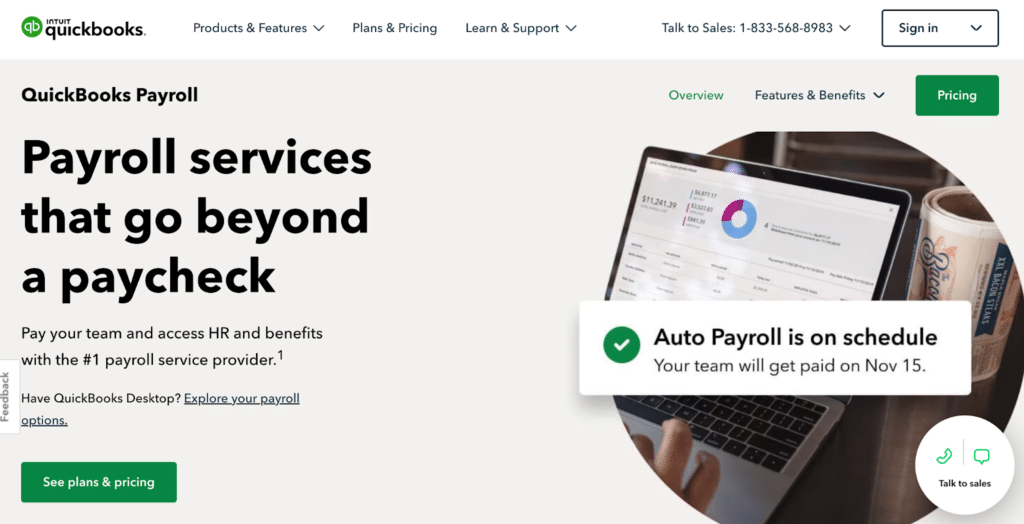 QuickBooks Payroll homepage: Payroll services that go beyond a paycheck