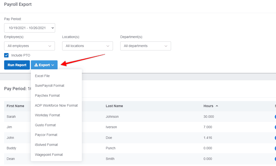 Exporting payroll reports out of Buddy Punch