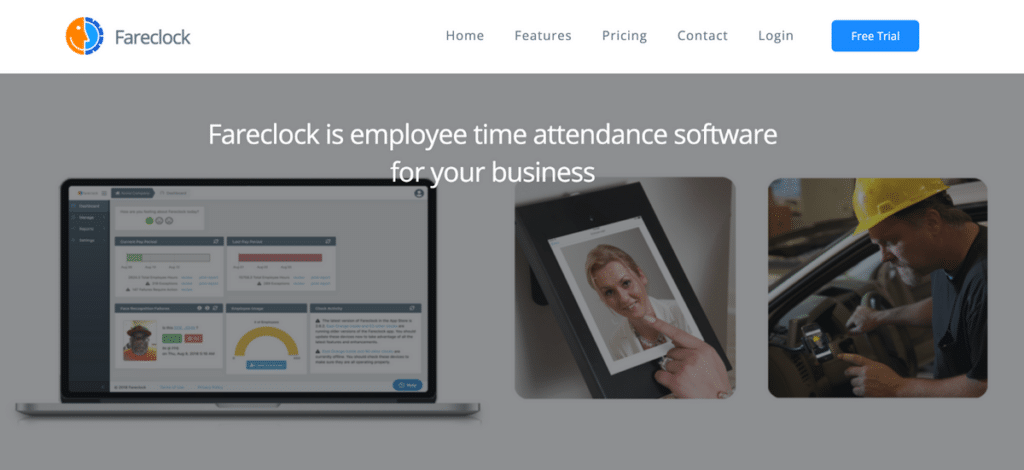 Fareclock homepage: Fareclock is employee time attendance software for your business