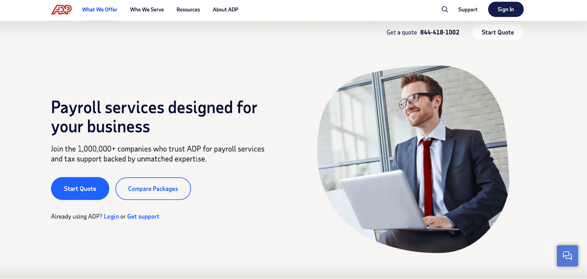 ADP homepage.