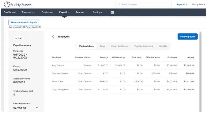 Import payroll summary. 