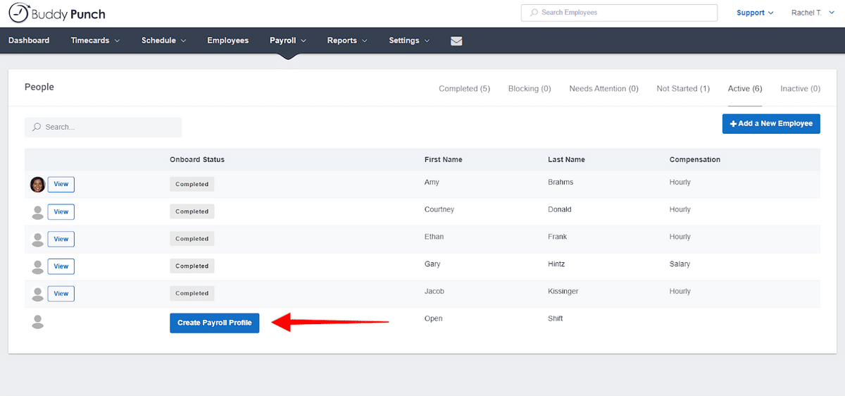 Creating a payroll profile for contractors in Buddy Punch