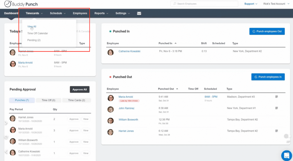 Buddy Punch: TImecards > View All