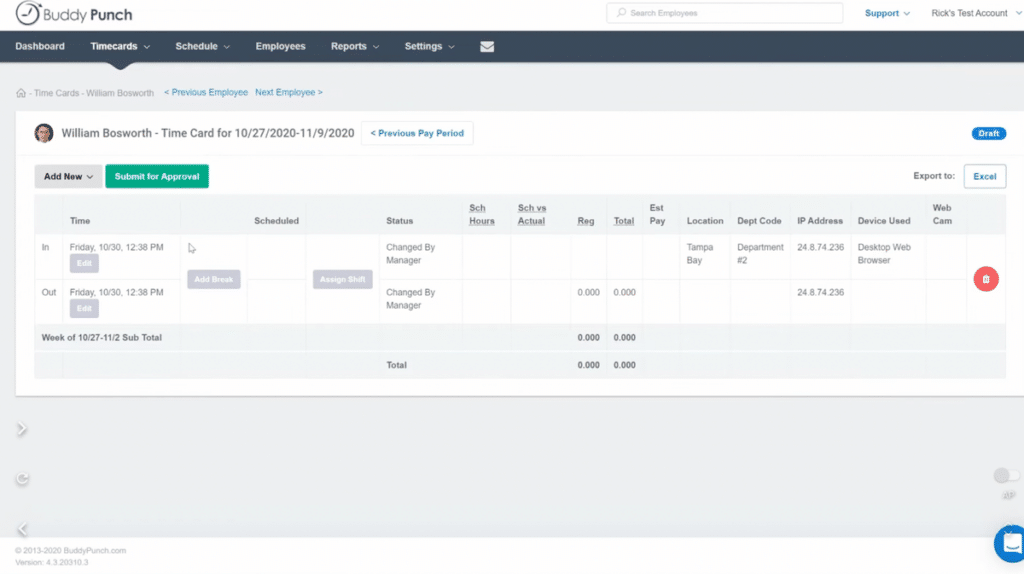 Easily edit your team’s payroll timesheets