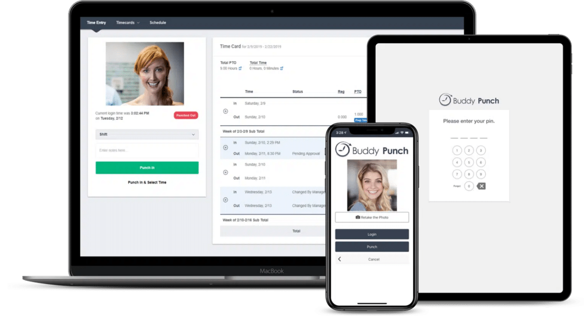 Tracking employee time with Buddy Punch.