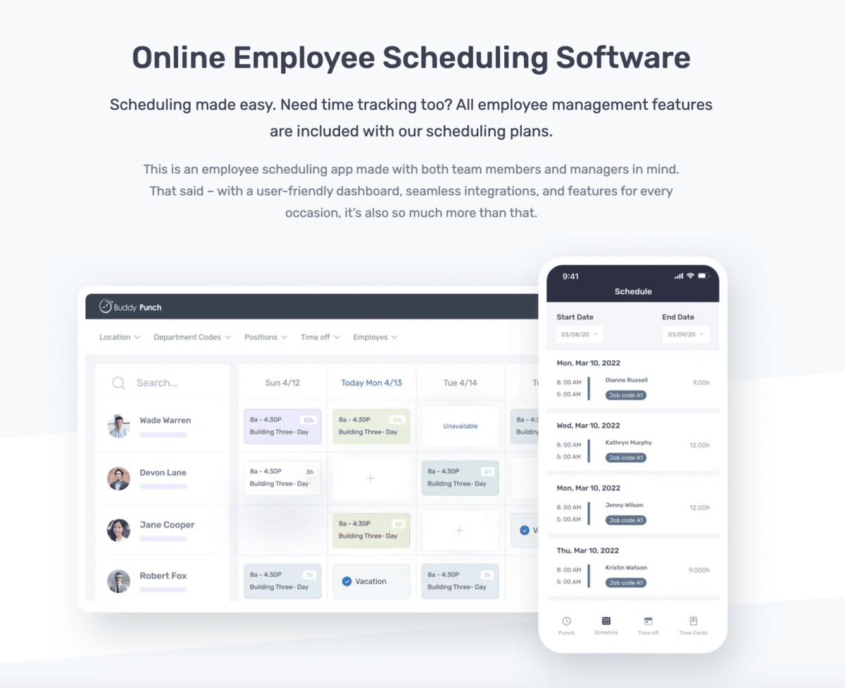 Online Employee Scheduling Software with Buddy Punch.