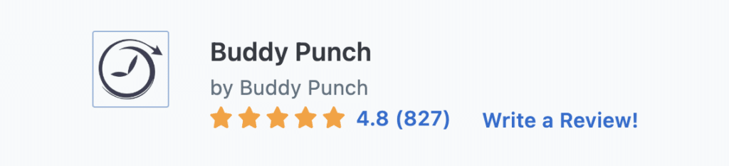 Buddy Punch reviews on Capterra: 4.8 stars and 827 reviews