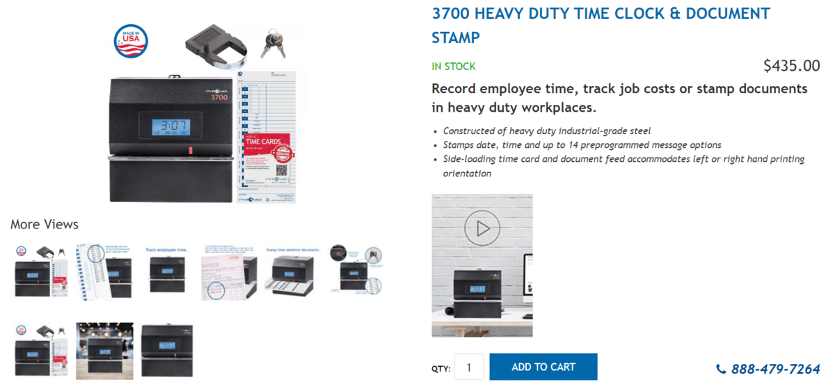 3700 Heavy Duty Time Clock and Document Stamp. 