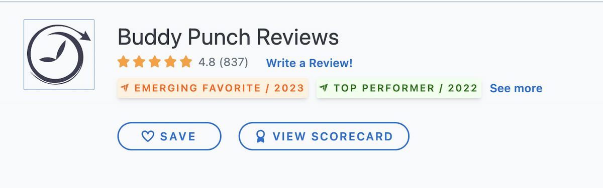 Buddy Punch reviews on Capterra. 