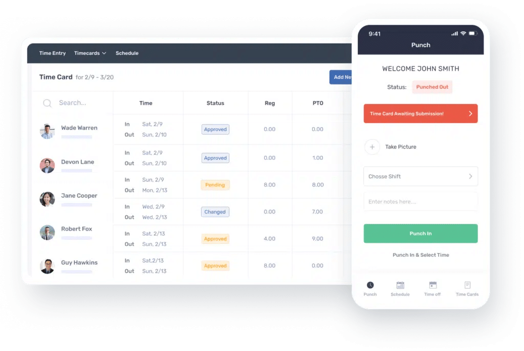 Manage timecards in Buddy Punch. 