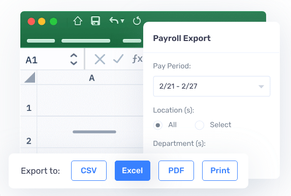 Payroll Export: CSV, Excel, PDF, Print