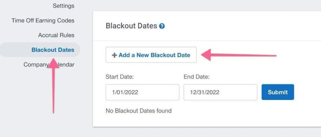 Blackout Dates: Add a New Blackout Date