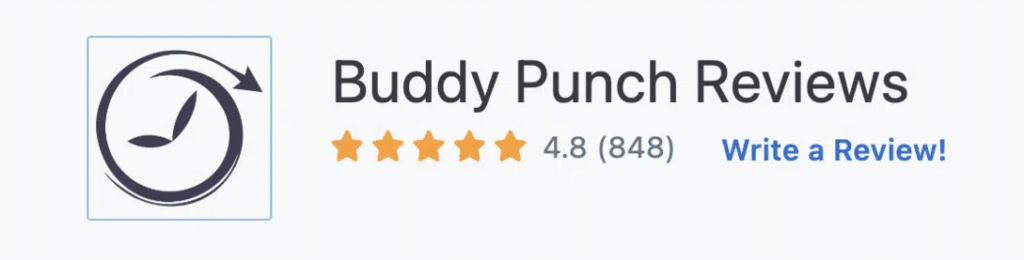 Buddy Punch reviews on Capterra: 4.8 stars and 848 reviews