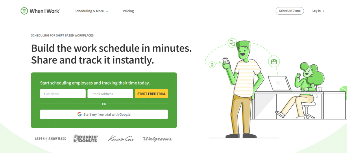 When I Work homepage. 