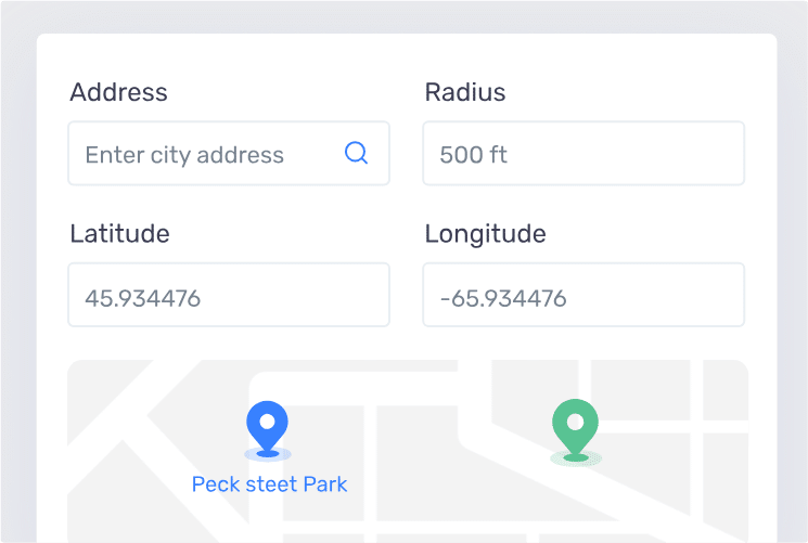 Geofencing setup. 