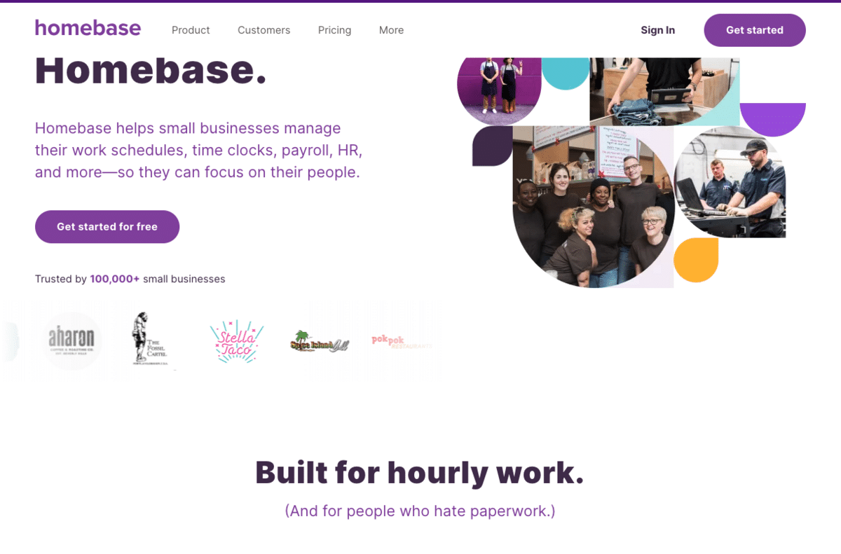 Homebase homepage.