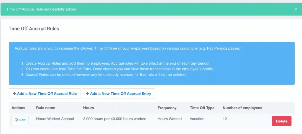 Auto PTO accruals. 