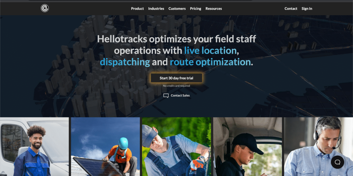 Hellotracks homepage