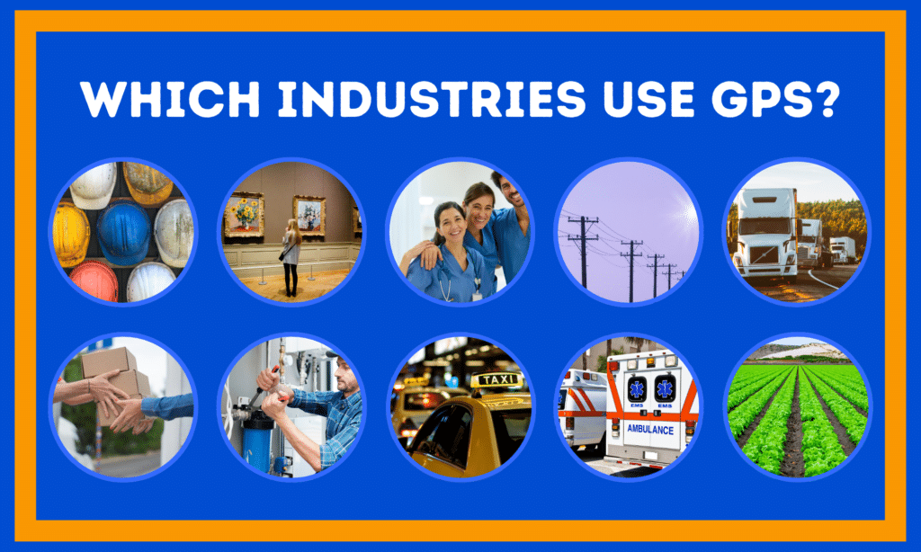 Illustrative image of the different types of industries that use GPS tracking
